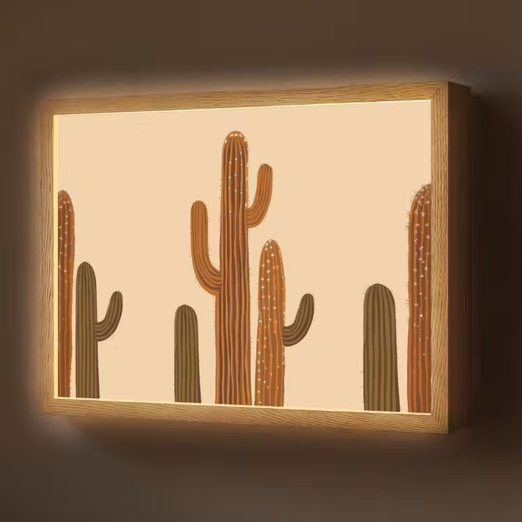 Lightbox - Wandlamp - Cactus - Woestijn - Zand - Bruin — 1