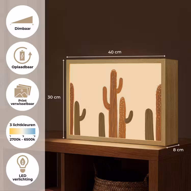 Lightbox - Wandlamp - Cactus - Woestijn - Zand - Bruin — 10