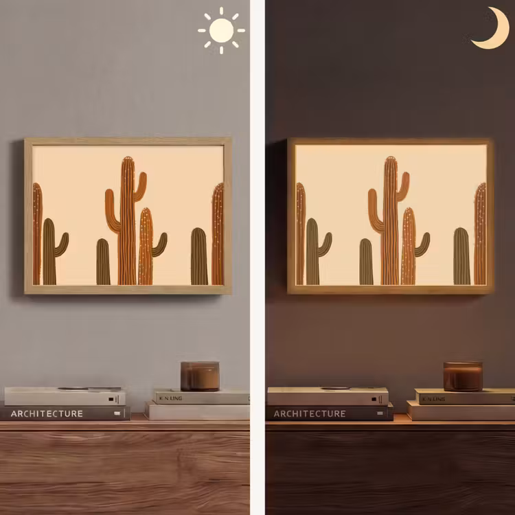 Lightbox - Wandlamp - Cactus - Woestijn - Zand - Bruin — 6
