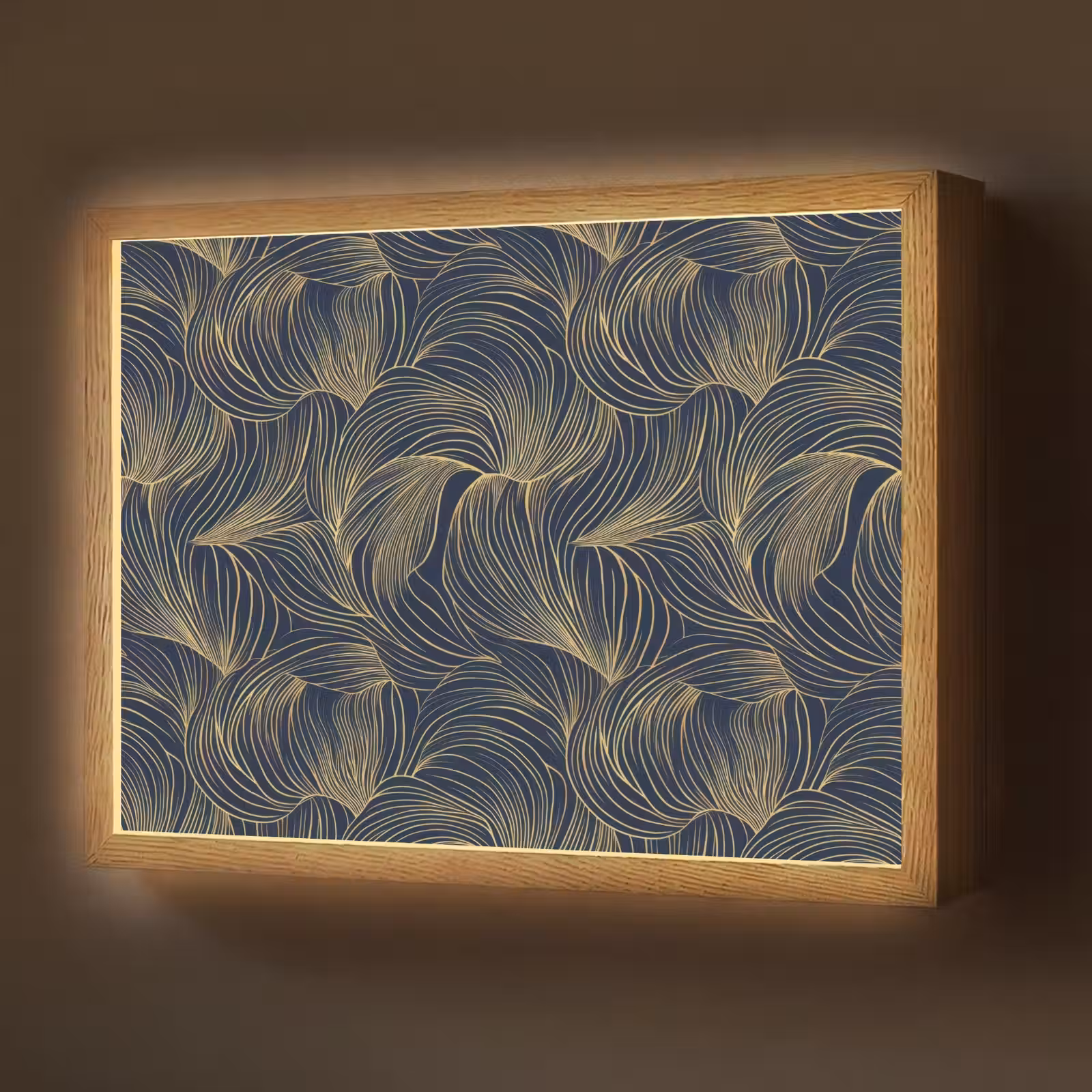 Lightbox - Wandlamp - Abstract - Lijnen - Blauw - Goud — 1