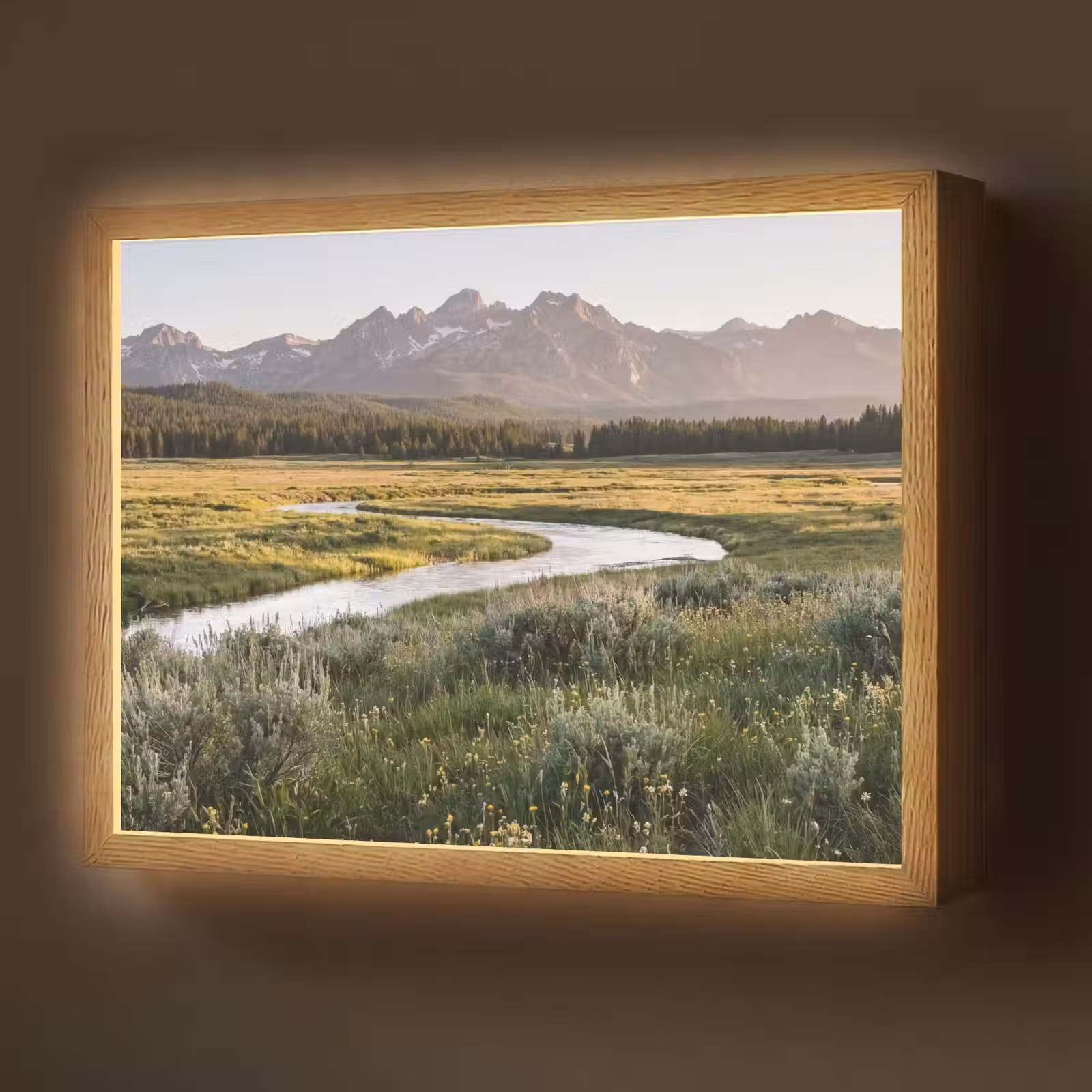 Lightbox - Wandlamp - Berglandschap - Rivier - Bos — 1