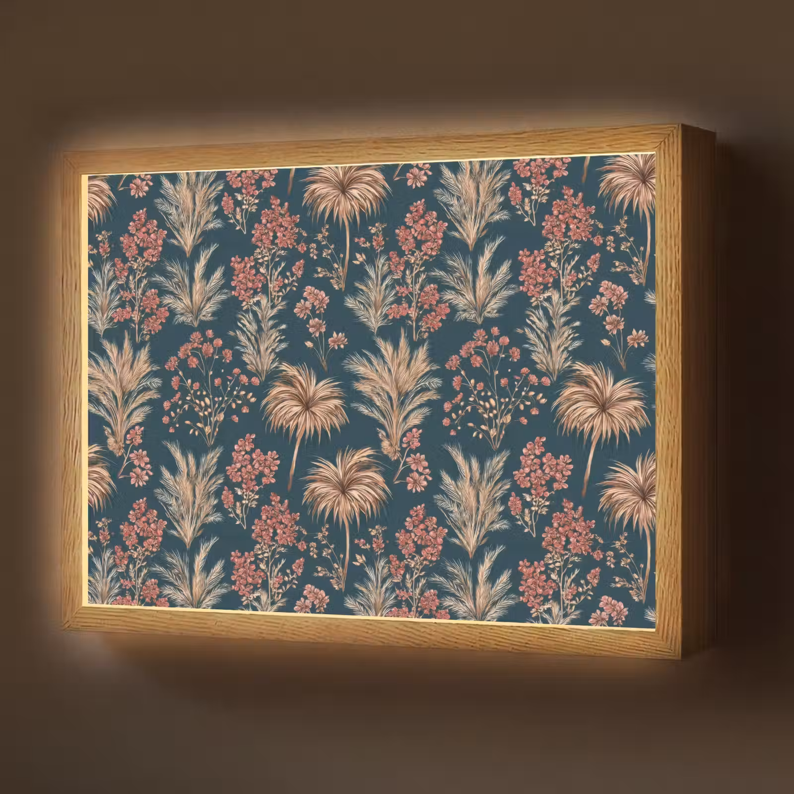 Lightbox - Wandlamp - Botanisch - Patroon - Blauw — 1