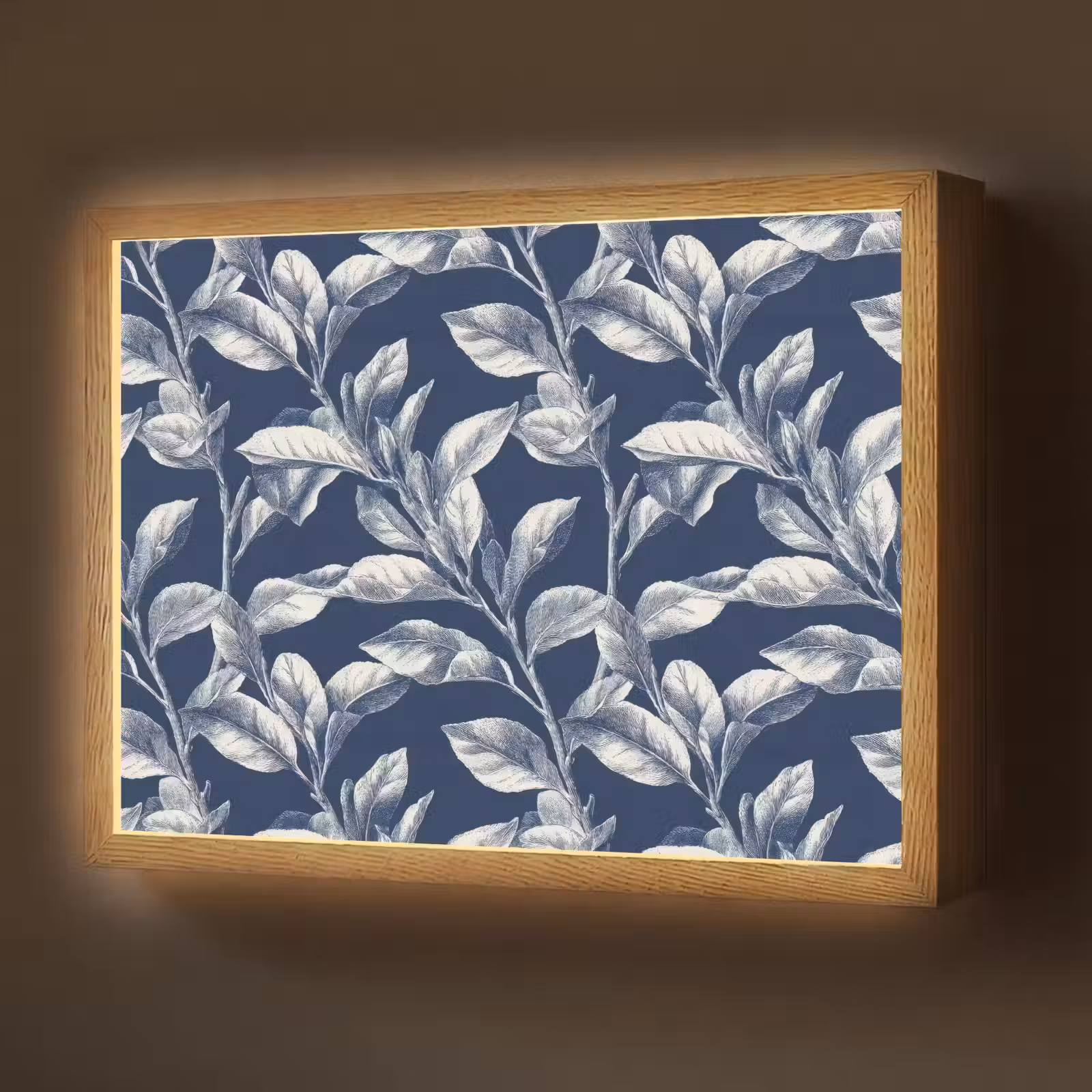Lightbox - Wandlamp - Botanisch - Patroon - Blauw — 1