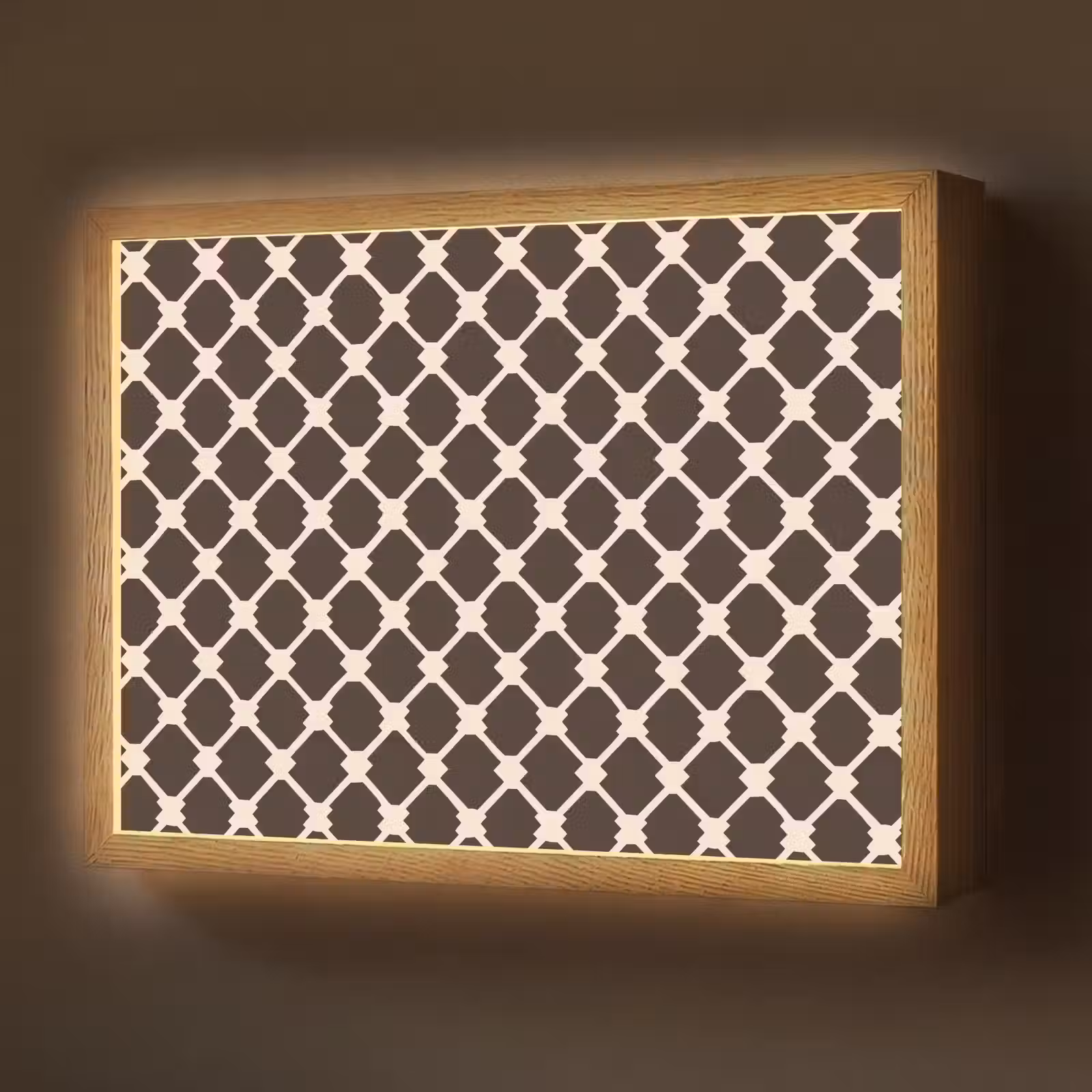 Lightbox - Wandlamp - Bruin - Ruitpatroon - Geometrisch — 1