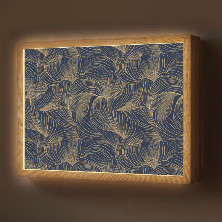 Lightbox - Wandlamp - Abstract - Lijnen - Blauw - Goud — 1