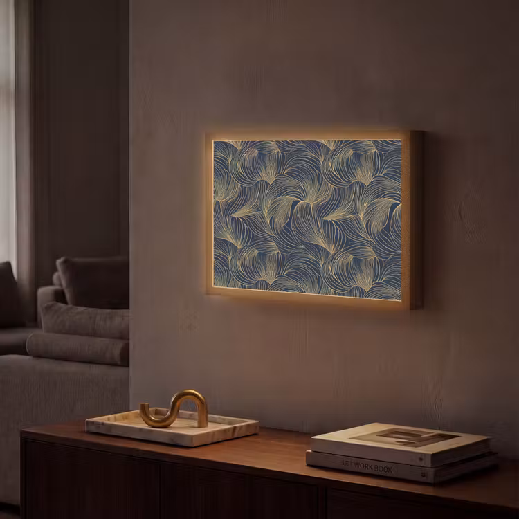Lightbox - Wandlamp - Abstract - Lijnen - Blauw - Goud — 2