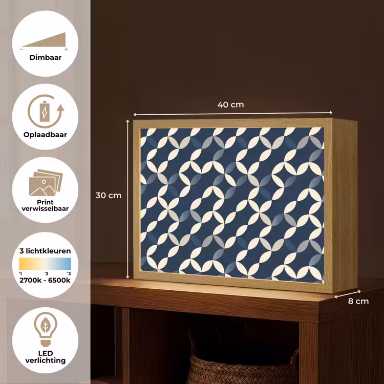Lightbox - Wandlamp - Abstract - Patroon - Blauw — 10