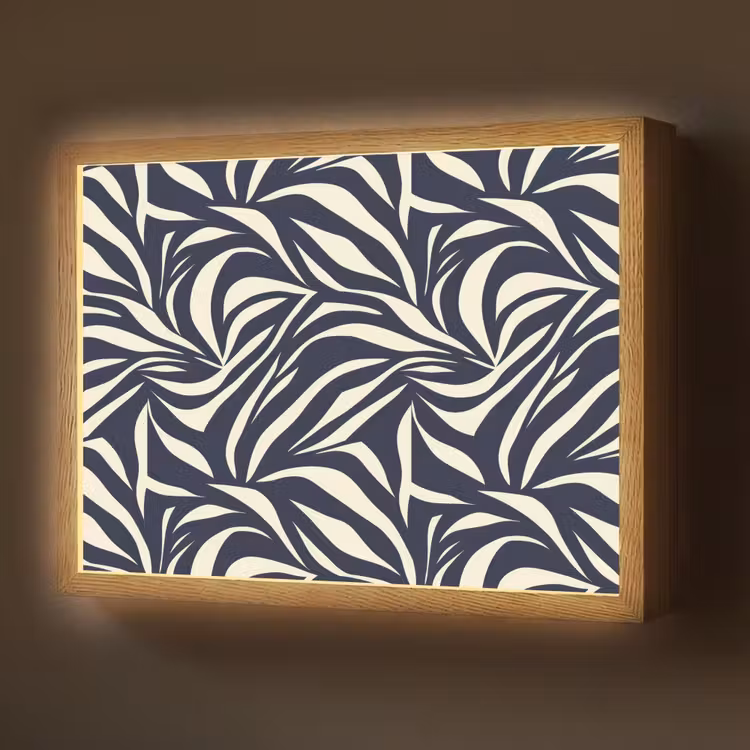 Lightbox - Wandlamp - Bladvormen - Blauw - Patroon - Wit — 1