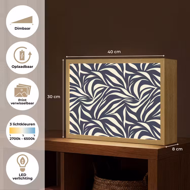 Lightbox - Wandlamp - Bladvormen - Blauw - Patroon - Wit — 10