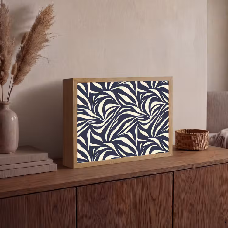 Lightbox - Wandlamp - Bladvormen - Blauw - Patroon - Wit — 4