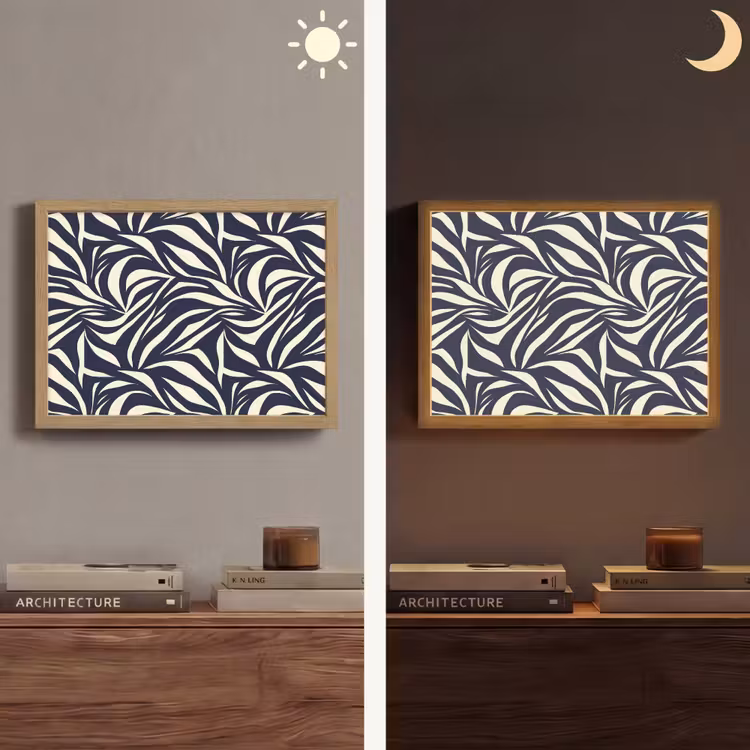 Lightbox - Wandlamp - Bladvormen - Blauw - Patroon - Wit — 6