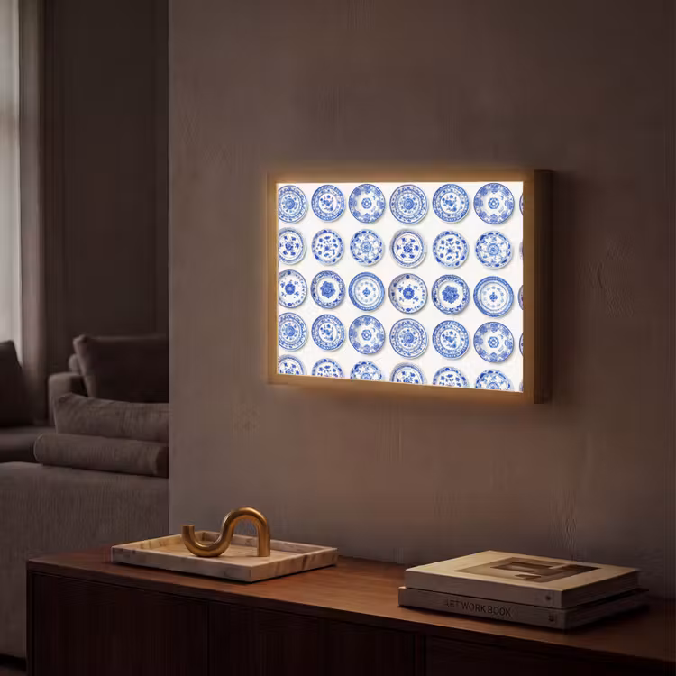 Lightbox - Wandlamp - Borden - Bloemen - Patroon - Blauw — 2