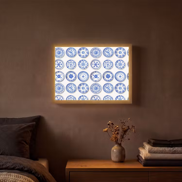 Lightbox - Wandlamp - Borden - Bloemen - Patroon - Blauw — 3