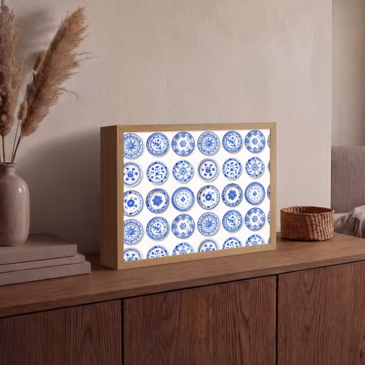 Lightbox - Wandlamp - Borden - Bloemen - Patroon - Blauw — 4