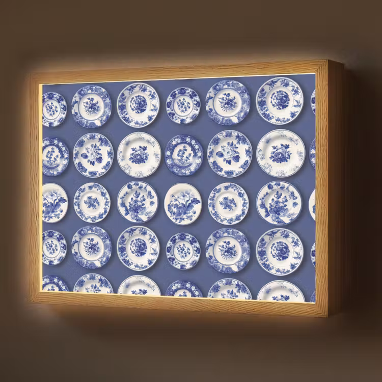 Lightbox - Wandlamp - Borden - Floraal - Blauw — 1