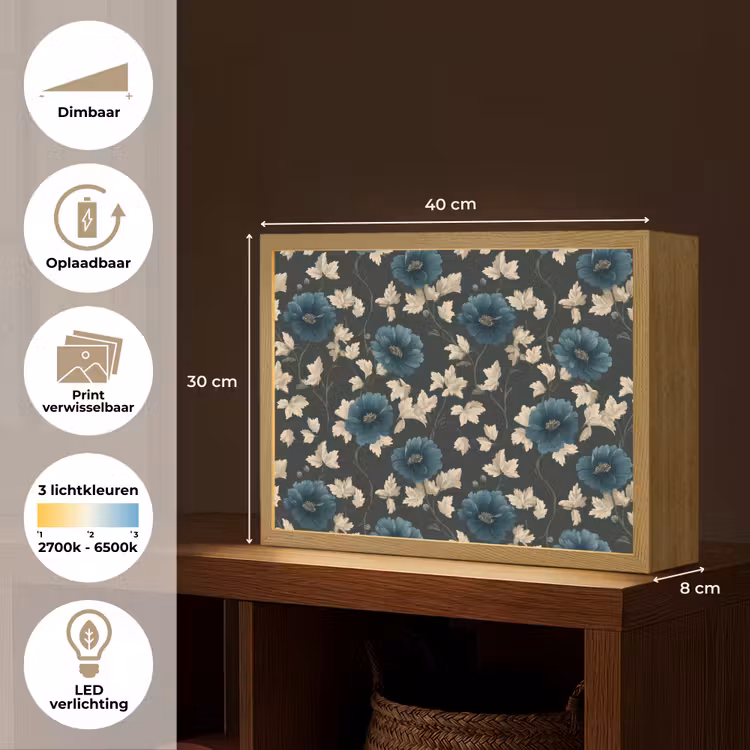 Lightbox - Wandlamp - Botanisch - Bloemen - Blauw — 10