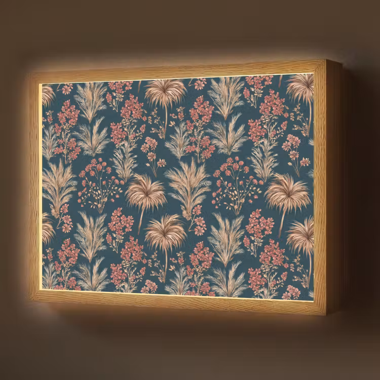 Lightbox - Wandlamp - Botanisch - Patroon - Blauw — 1