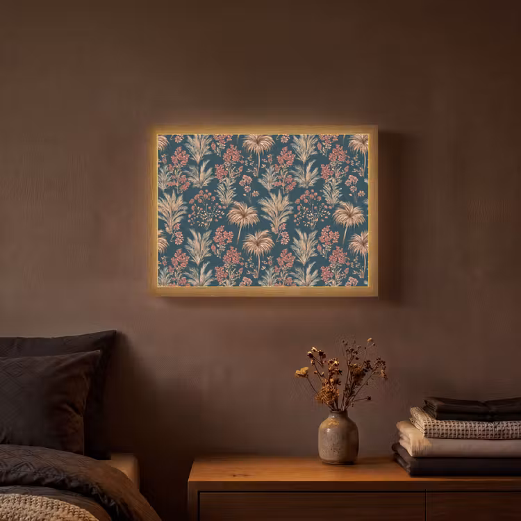 Lightbox - Wandlamp - Botanisch - Patroon - Blauw — 3