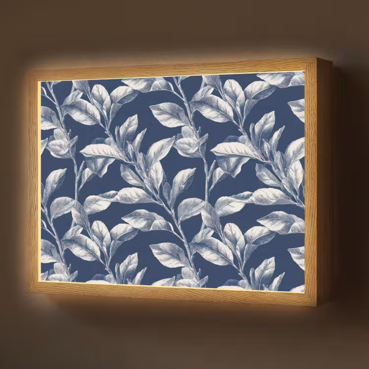 Lightbox - Wandlamp - Botanisch - Patroon - Blauw — 1