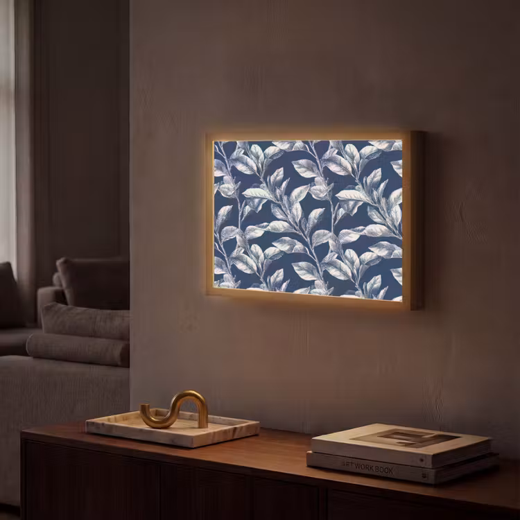 Lightbox - Wandlamp - Botanisch - Patroon - Blauw — 2