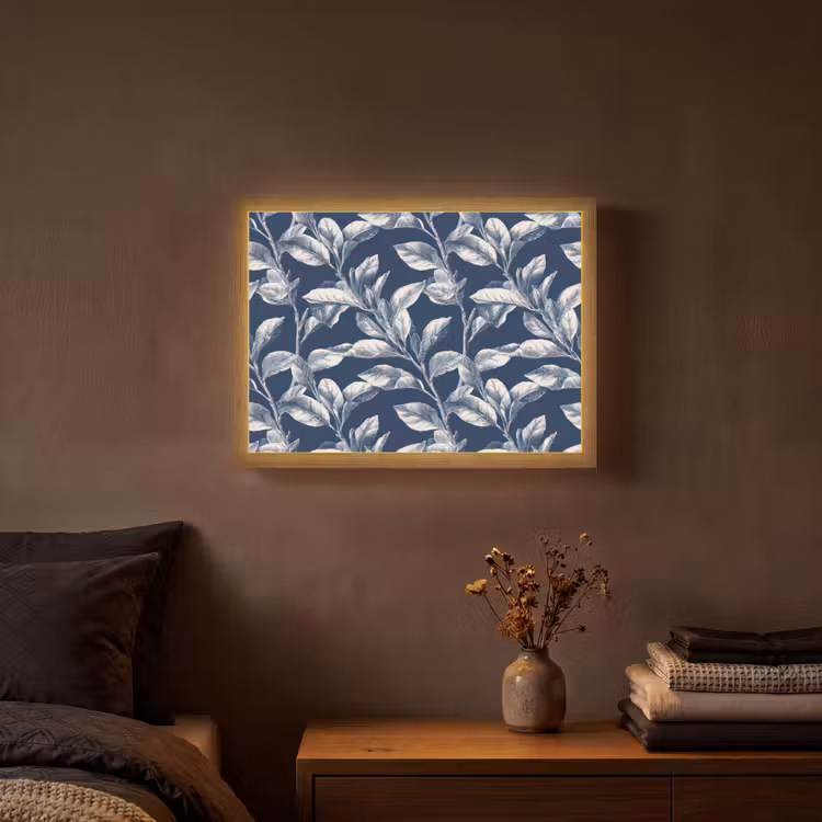 Lightbox - Wandlamp - Botanisch - Patroon - Blauw — 3