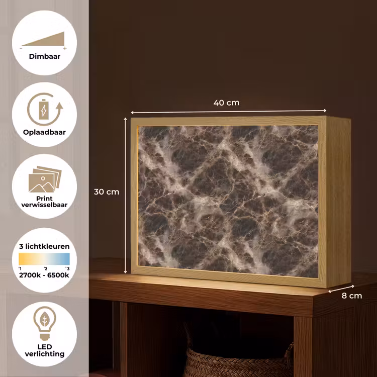 Lightbox - Wandlamp - Bruin - Goud - Marmer — 10