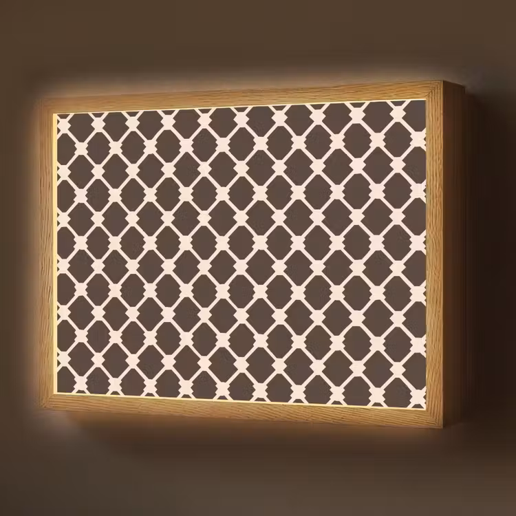 Lightbox - Wandlamp - Bruin - Ruitpatroon - Geometrisch — 1