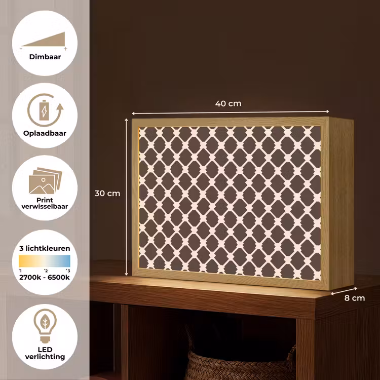 Lightbox - Wandlamp - Bruin - Ruitpatroon - Geometrisch — 10
