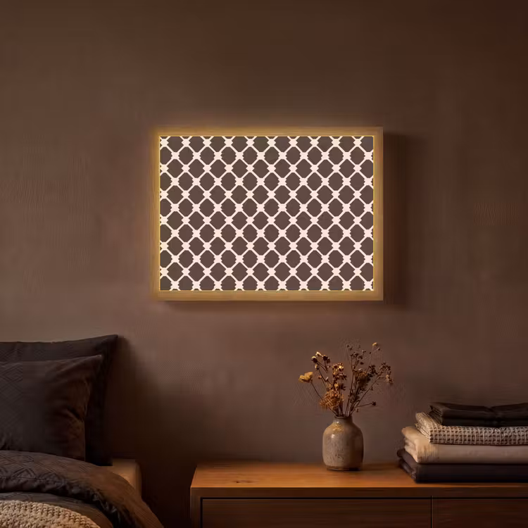Lightbox - Wandlamp - Bruin - Ruitpatroon - Geometrisch — 3