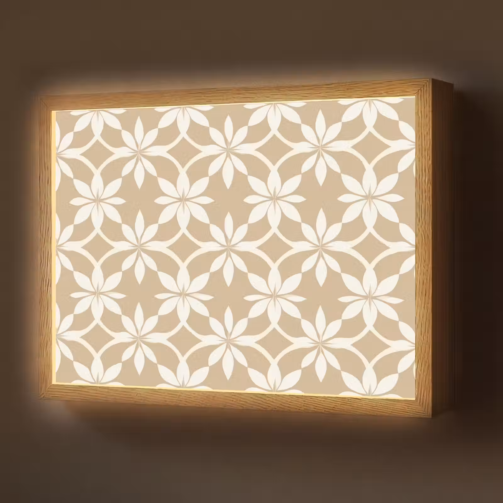 Lightbox - Wandlamp - Bloemen - Patroon - Beige — 1