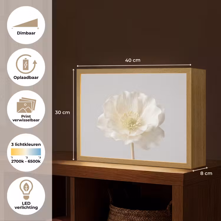 Lightbox - Wandlamp - Bloem - Minimalistisch -Wit — 10