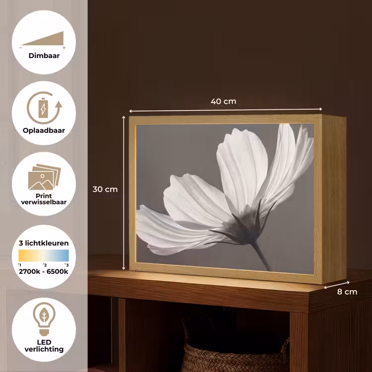 Lightbox - Wandlamp - Bloem - Minimalistisch - Zwart - Wit — 10