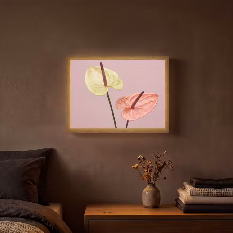 Lightbox - Wandlamp - Bloemen - Anthuriums - Geel - Roze — 3