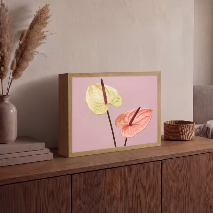 Lightbox - Wandlamp - Bloemen - Anthuriums - Geel - Roze — 4