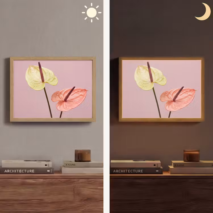 Lightbox - Wandlamp - Bloemen - Anthuriums - Geel - Roze — 6