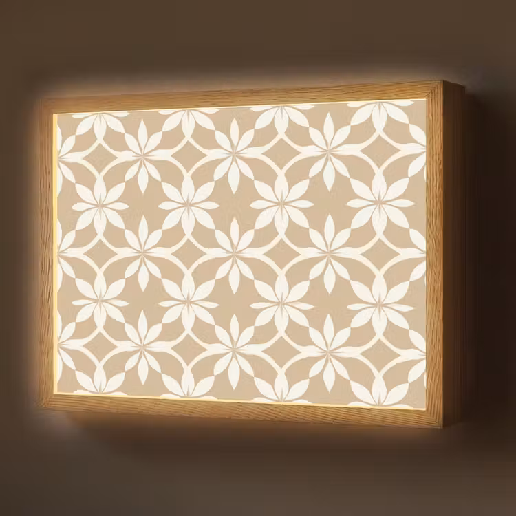 Lightbox - Wandlamp - Bloemen - Patroon - Beige — 1