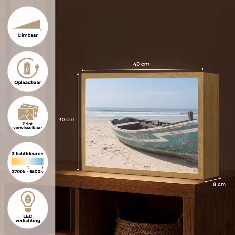 Lightbox - Wandlamp - Boot - Zandstrand - Zee — 10