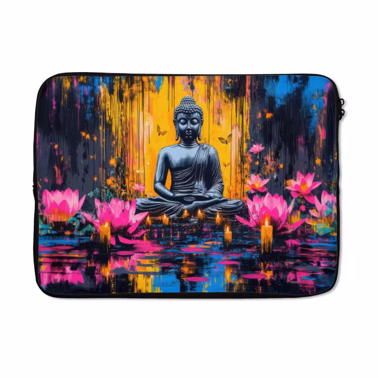 Laptophoes - Buddha - Bloemen - Kaarsen - Geel — 5