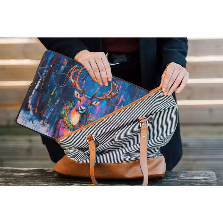 Laptophoes - Rendier - Krans - Sprookjesachtig - Blauw — 4