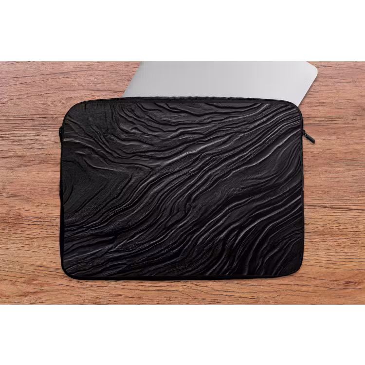 Laptophoes - Zwart - Abstract - Hout — 2