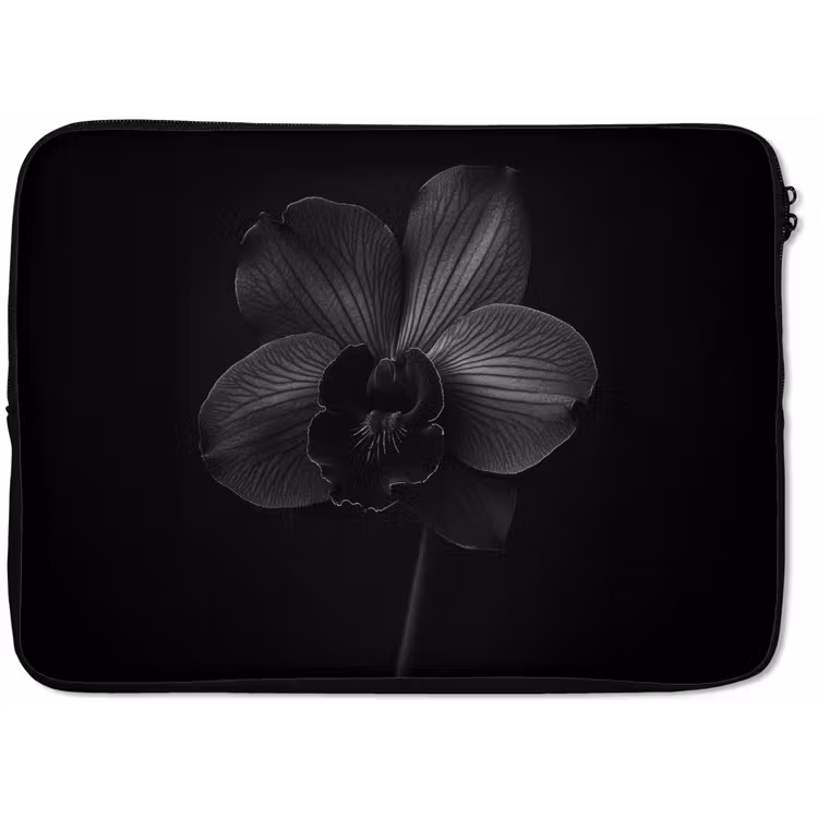 Laptophoes - Zwart - Bloem - Orchidee — 1