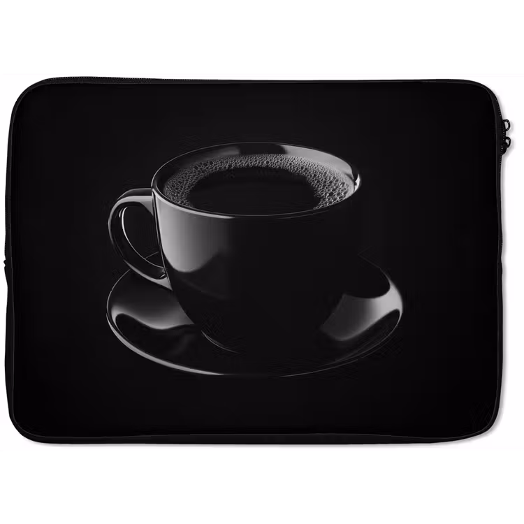 Laptophoes - Zwart - Koffie - Kopje — 1