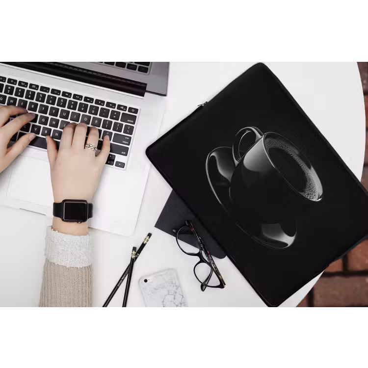 Laptophoes - Zwart - Koffie - Kopje — 3