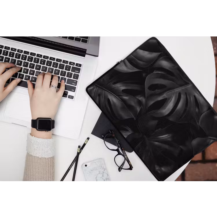 Laptophoes - Zwart - Monstera - Bladeren — 3