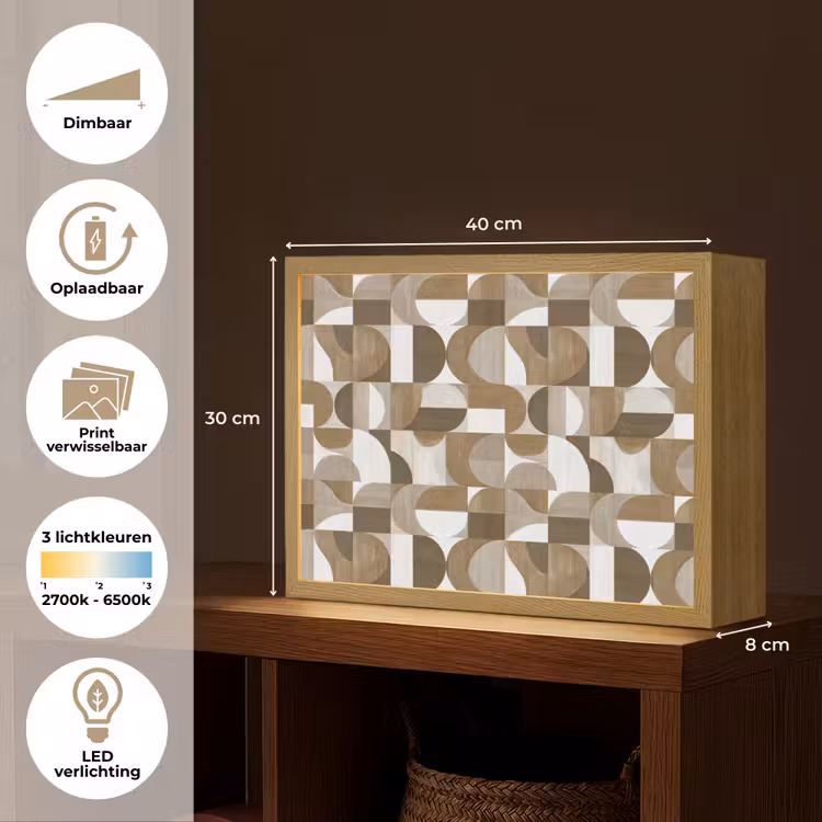 Lightbox - Wandlamp - Abstract - Retro - Bruin — 10