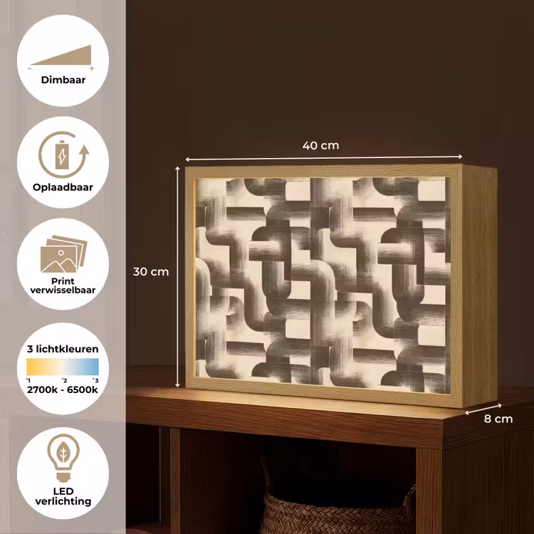 Lightbox - Wandlamp - Abstract - Retro - Zwart — 10