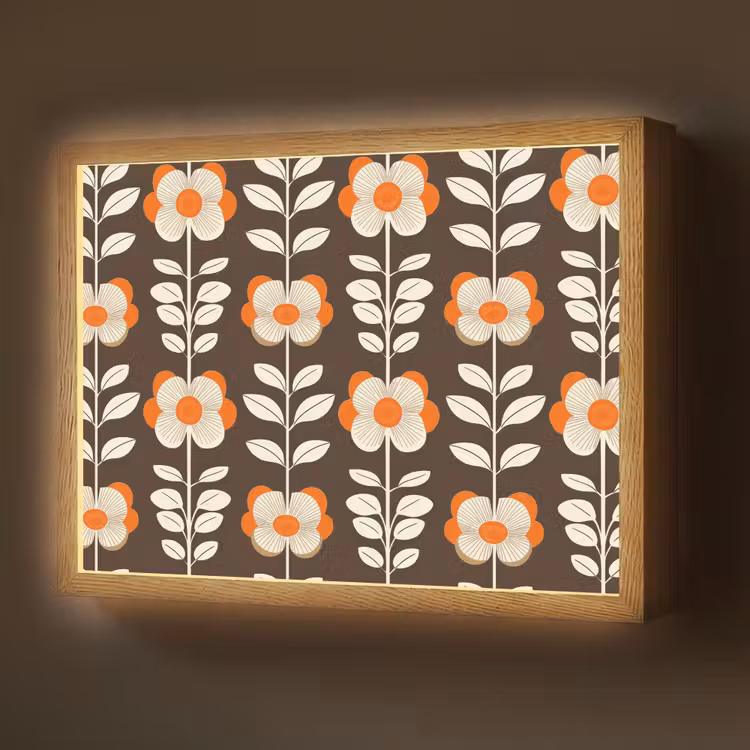 Lightbox - Wandlamp - Bloemen - Retro - Bruin — 1