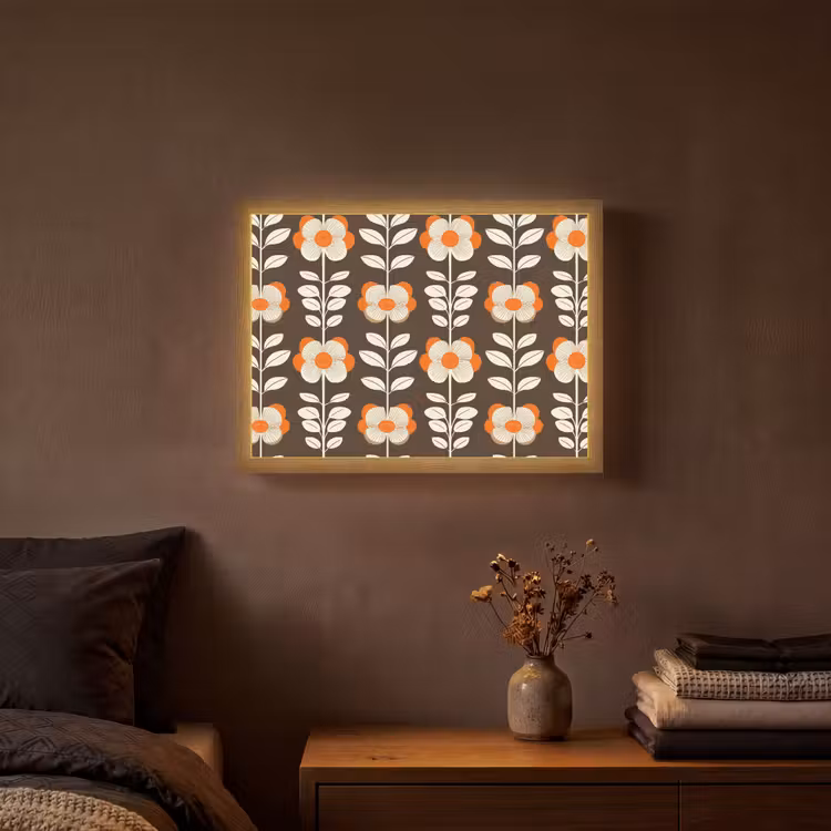 Lightbox - Wandlamp - Bloemen - Retro - Bruin — 3