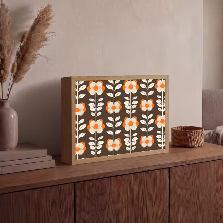 Lightbox - Wandlamp - Bloemen - Retro - Bruin — 4