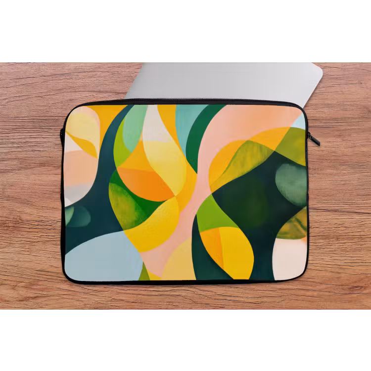 Laptophoes - Abstract - Geel - Roze - Groen — 2